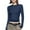 Blue, variant on Womens Tops Round Neck Striped Print T-Shirt Long Sleeve Casual Loose Tees Slim Fitting Basic Blouses Tops,Khaki,4XL