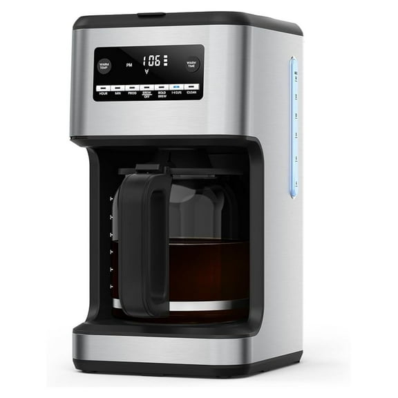 14-Cup Coffee Maker, 24-Hour Programmable Coffee Brewer, Keep Warm, Drip Free, Washable Filter, Stainless Steel, Silver - Performance