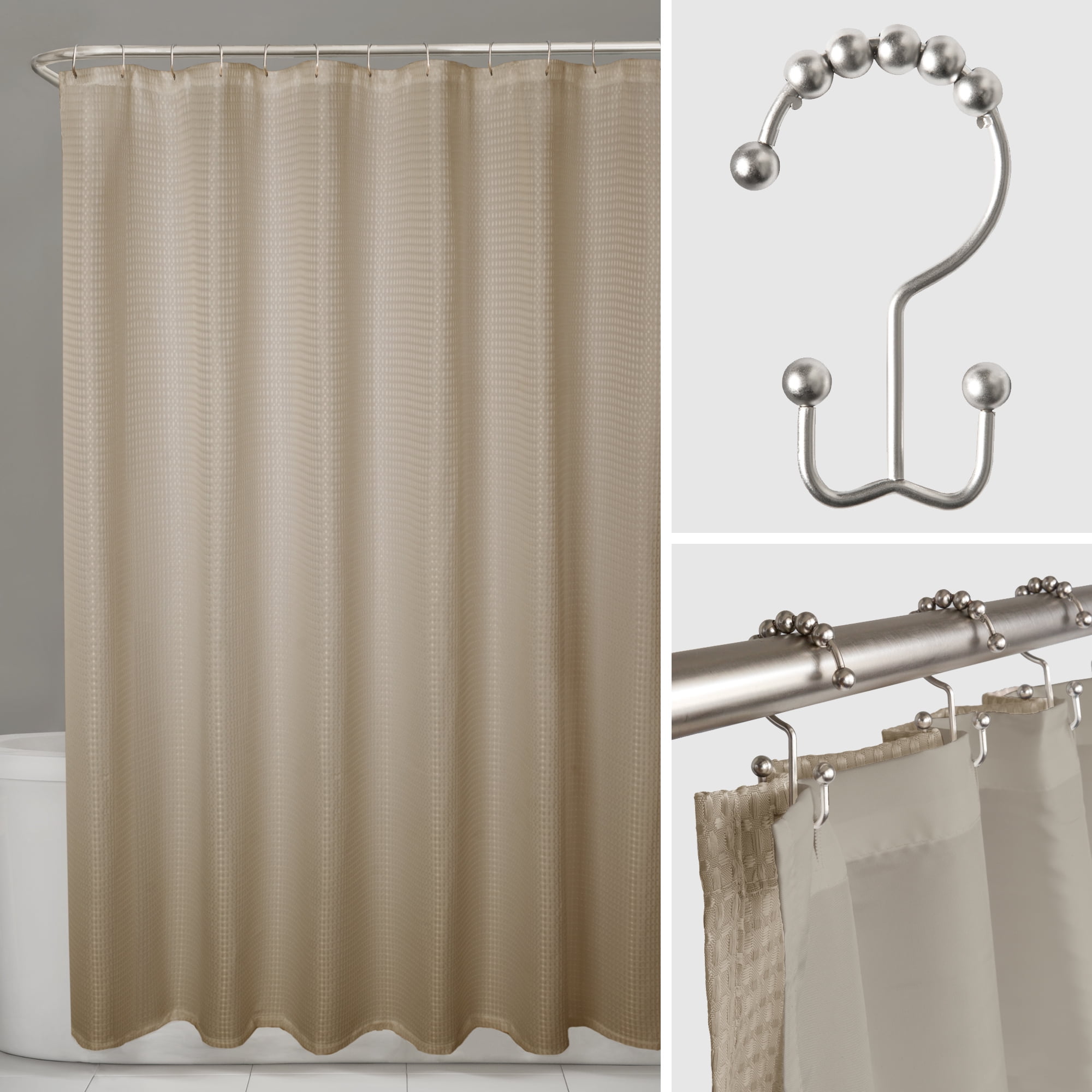 Maytex Stevenson 14 Piece Shower Set, Maytex Water Repellent Fabric Shower Curtain Liner