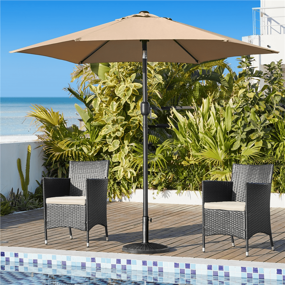 Renwick Patio Market Umbrella Base with Water-Resistant Coating, Rustic Silver