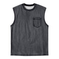 thumbnail image 4 of FINALGANG Mens Solid Color Crew Neck Texture Bust Pocket Sleeveless Loose Fit Vintage Soft Summer Street Daily Casual Pullover Tank Tops Trendy Top L, 4 of 4