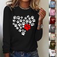 thumbnail image 5 of hxobax Heart Cute Basic Tees Womens Casual Crewneck Long Sleeve Tops Fall Tunic Dog Paw Shirt Blouse, 5 of 5