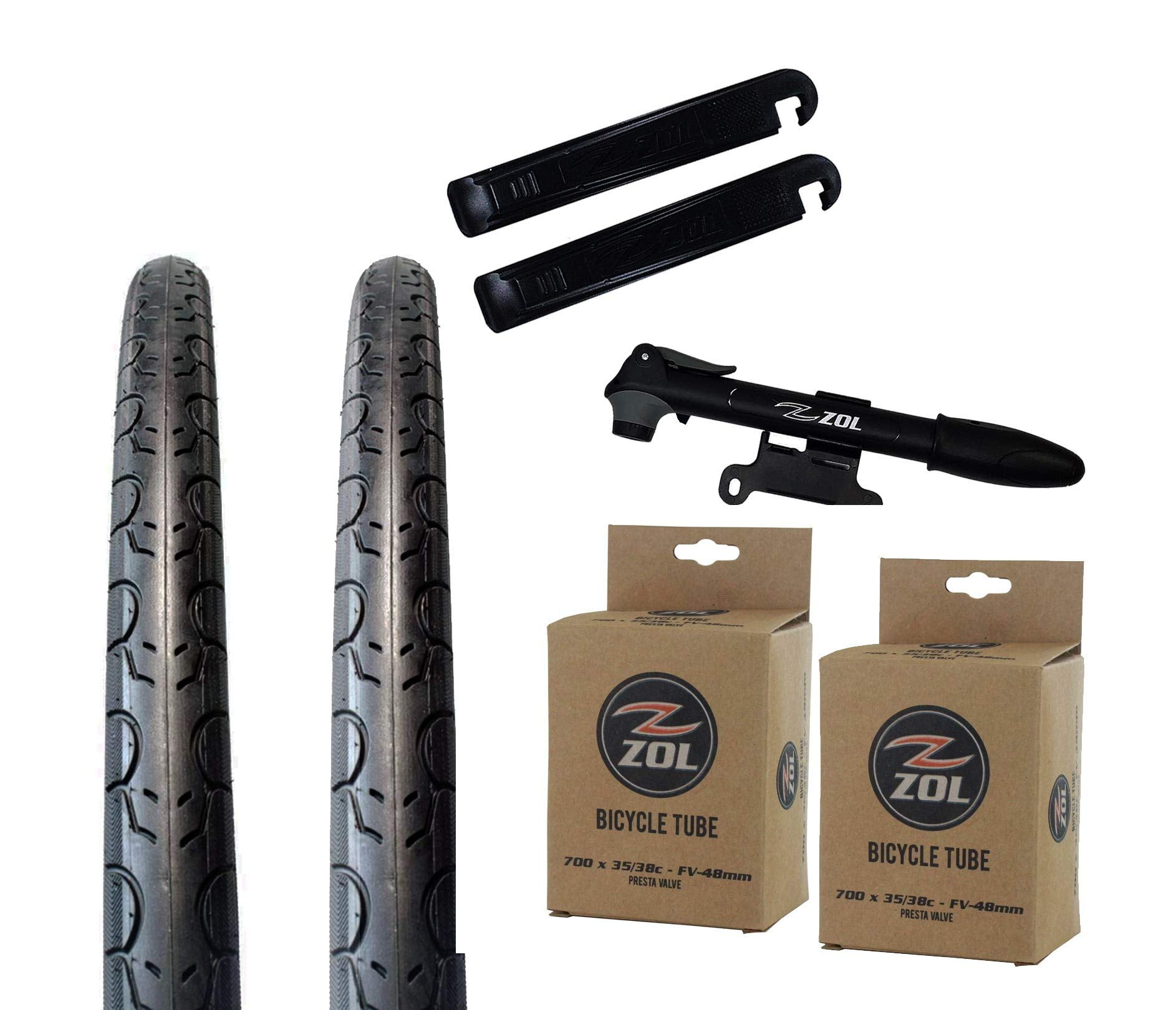 Zol Bundle 2 Pack G5013 Road Tires and Tube 700x28C Presta/French 48 MM Valve 