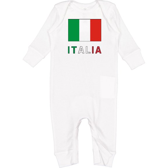 Inktastic Italy Flag & Italia Black Border Baby Romper Coveralls
