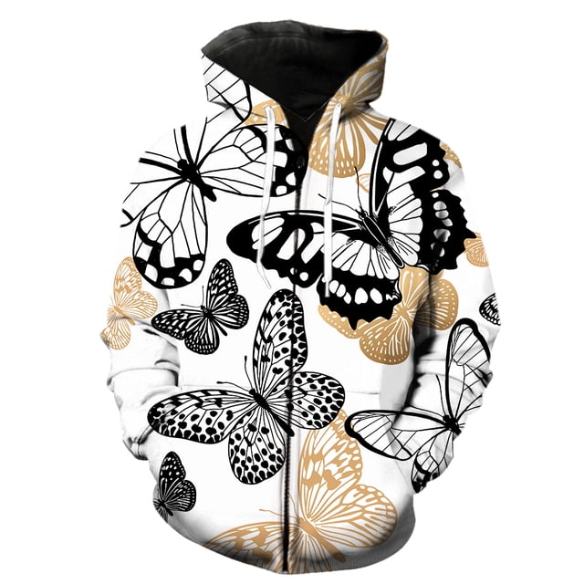 Sudadera con capucha y cremallera de mariposa de dibujos animados para hombre, sudaderas de manga larga, gran oferta de primavera 2024, chaquetas con capucha, estilo Harajuku, hip hop, para adolescent
