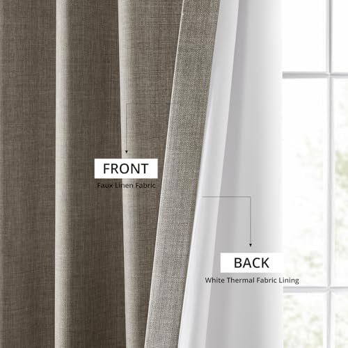 HPD Half Price Drapes Italian Faux Linen Curtains 84 Inches Long Room Darkening Curtains for Bedroom and Living Room 50 X 84, (1 Panel), Taupe Grey