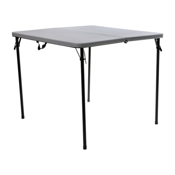 Flash Furniture Dunham 2.83' Square Plastic Folding Event Table with Carrying Handle, Gray