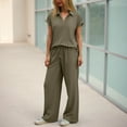 thumbnail image 2 of vigerkar Womens Fashion 2 Piece Outfit Lounge Set Cap Sleeve Polo Top and Pant Set Tracksuit Travel Matching Outfit (AG, S), 2 of 8