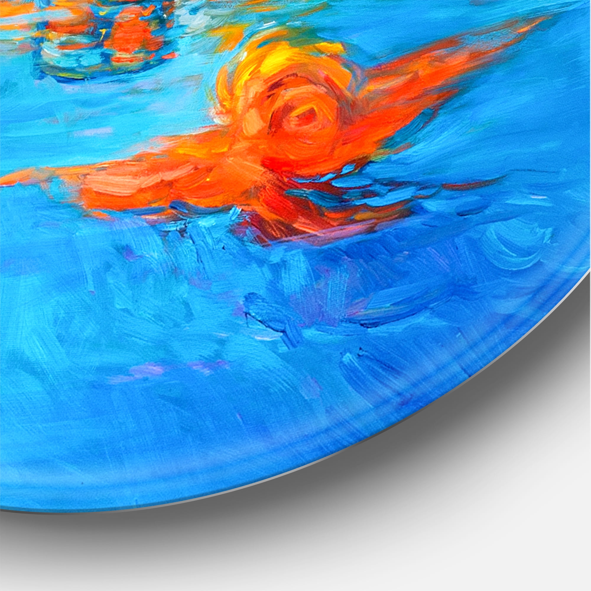 Designart 'Boats During Warm Sunset Resting On The Water VI' Nautical & Coastal Circle Metal Wall Art 11x11 - Disc of 11
