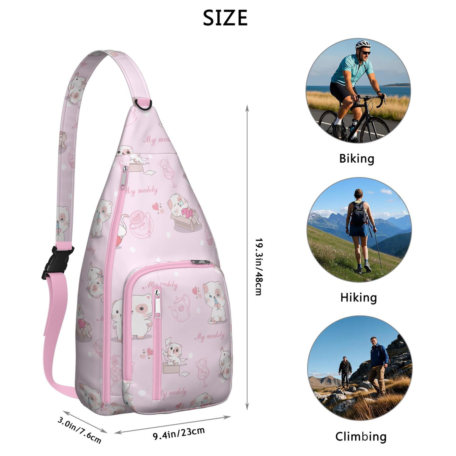 Pet Lover's Vintage Cat Sling Bag - Floral Cat Design Shoulder Backpack (Organized Multi-Pocket, Stylish & Functional)