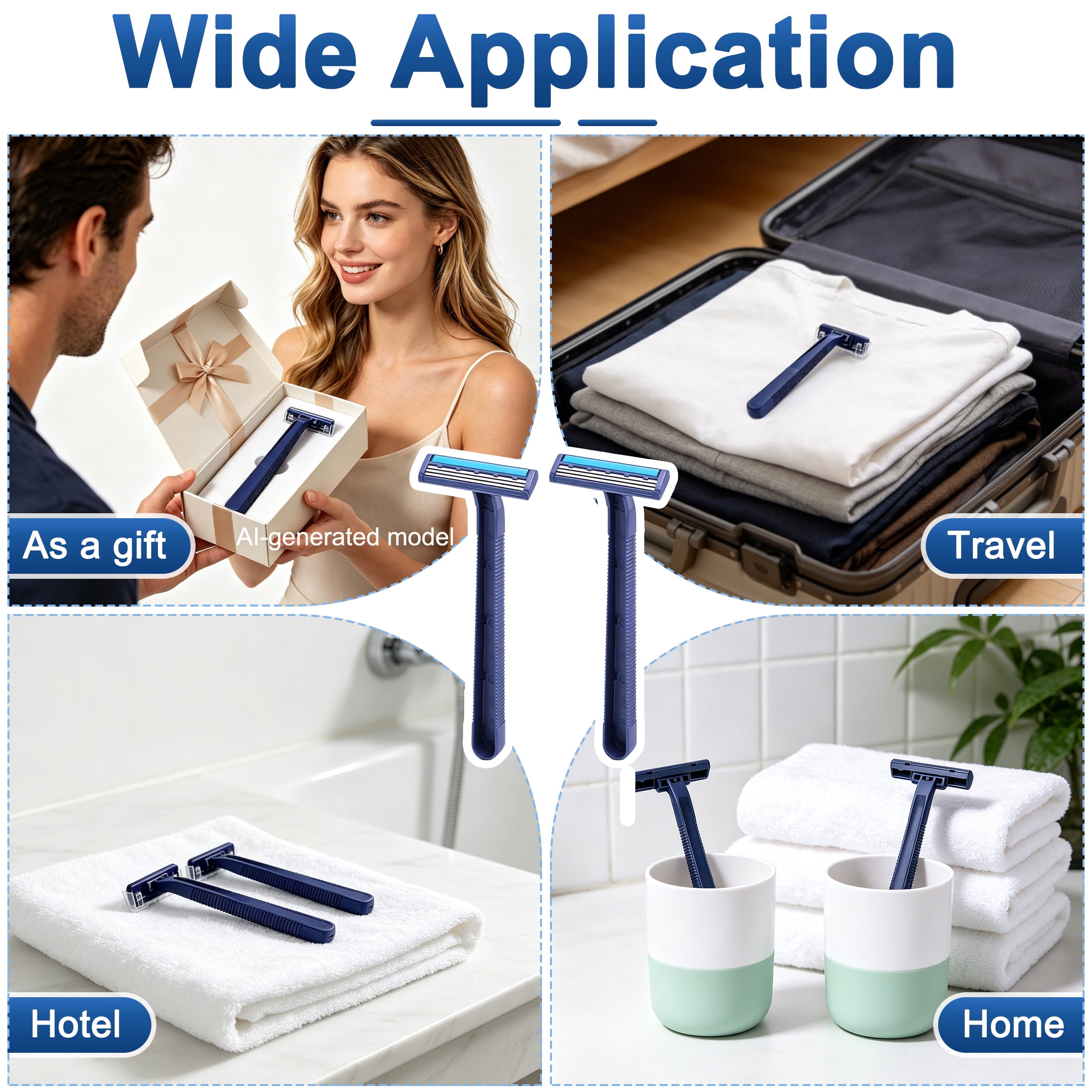 12 Pack Disposable Razors for Men, Men's Disposable Shaving Razors, Triple Blade Disposable Shaving Razors with Lubricating Strip, Anti-Slip Handle Disposable Shaver for Travel Hotel Home Daily Shave