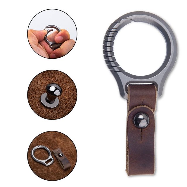 Llavero para llavero de coche, clip de titanio para llaves de coche, llavero de cuero para hombres, con destornillador