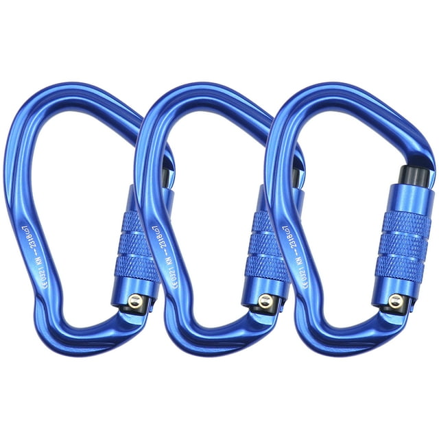 Tignapoo Ensemble de 3 Mousquetons Robustes en Forme de Poire 23 Kn - Bleu, Alliage d'Aluminium Durable pour le Camping, la Randonnée et les Activités de Plein Air - Mécanisme à Verrouillage Automatique, 75 g Chacun