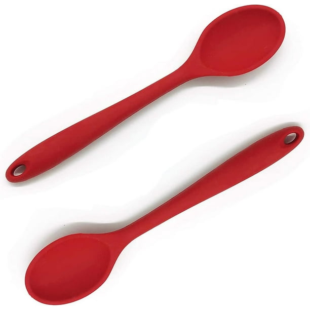 Cuchara de cocina de silicona de 2 piezas, cuchara mezcladora de silicona, utensilios de cocina de silicona, cuchara de cocina de plástico utilizada para cocinar, hornear, mezclar y servir