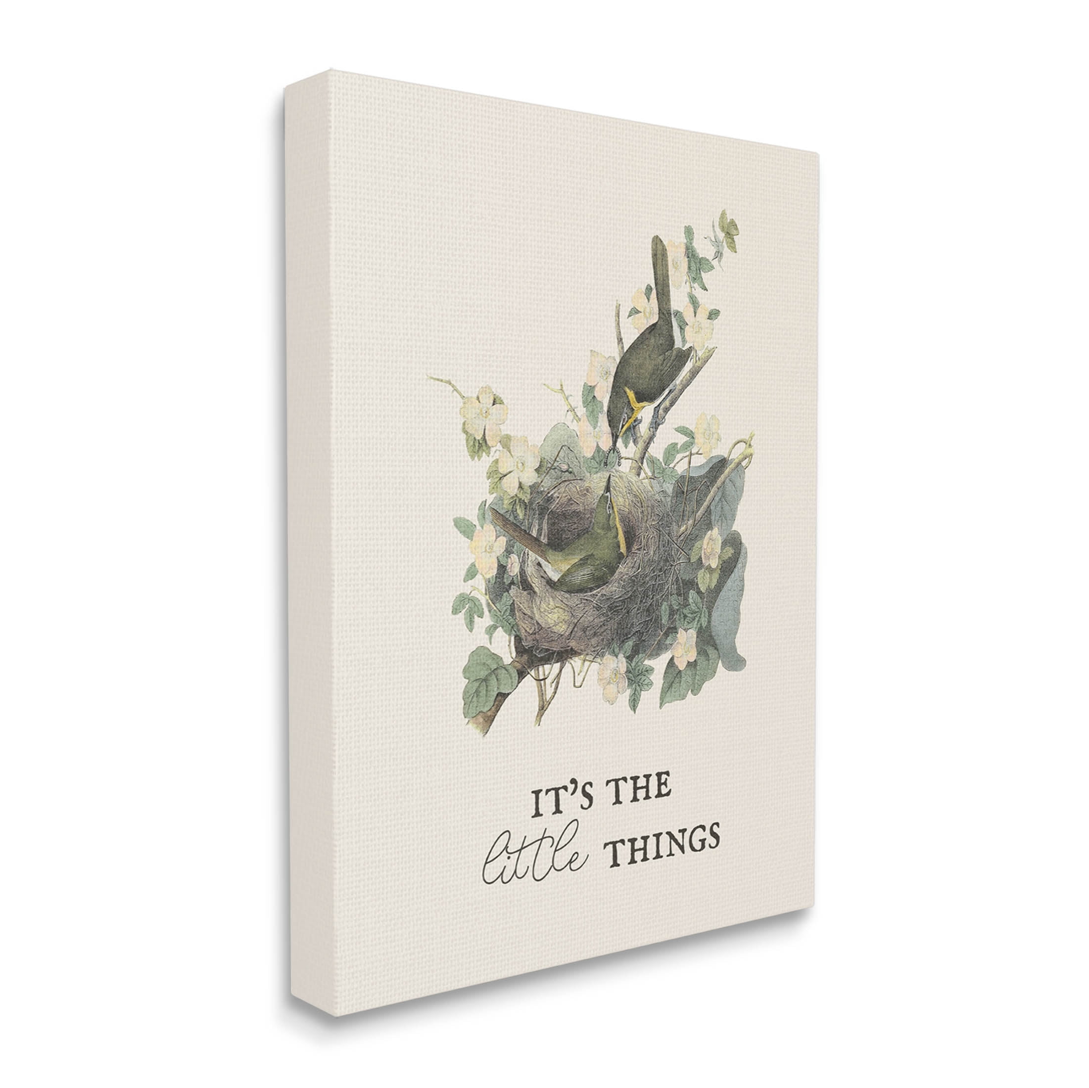 Stupell Industries It's The Little Things Bird Nest Graphic Art Gallery Wrapped Canvas Print Wall Art, Design by Lil' Rue