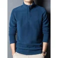 thumbnail image 3 of Sudadera de manga larga con media cremallera y otoño para hombre, jersey de cuello alto de forro polar, ropa de calle Y2K de color sólido, 3 of 5