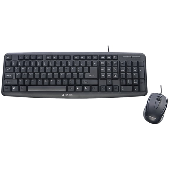 Verbatim, VER99202, Slimline Corded USB Keyboard and Mouse-Black, 1