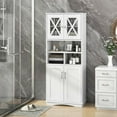 thumbnail image 2 of Costway Tall Bathroom Cabinet Large Floor Storage Cabinet with Acrylic Doors & 3 Cube White, 2 of 10