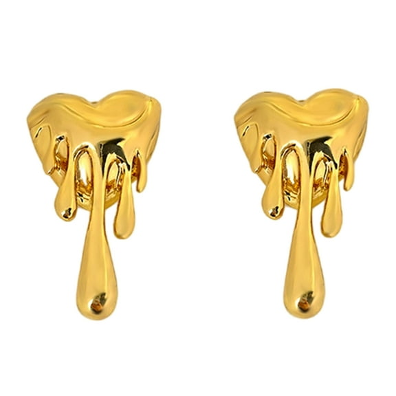 KCAHPAN Stylish Heart Melting Earrings for Women Unique Melting Heart Earrings Lightweight Ear Studs Charm for Modern Women