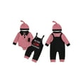 thumbnail image 2 of BemeyourBBs Newborn Baby Boy My First Valentine Outfits Infant Spring Clothes Stripe Romper Heart in Truck Embroidery Overalls Jumpsuit Hat Set, 2 of 9