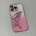 thumbnail image 3 of Butterfly Quicksand Glitter Bling Aesthetic TPU Case for Women Girls Compatible with iPhone Case (Silver,iPhone 15), 3 of 6