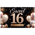 thumbnail image 6 of Yatrandify Pink Sparkle Birthday Banner Sweet 16 Celebration Decorative Design Balloon Gifts for Teen Party Girls Event, 6 of 7