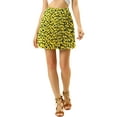 thumbnail image 5 of INSPIRE CHIC Women's Mini A-Line Elastic Waist with Belt Floral Pleat Skater Skirts Yellow M, 5 of 6