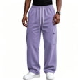 thumbnail image 2 of Baggy Sweatpants Men Open Bottom Joggers Lounge Pants Lightweight Drawstring Waist 4 Pockets Corduroy Loose Workout Athletic Jogger Wide Leg Casual Streetwear Fall Winter Fashion, 2 of 7