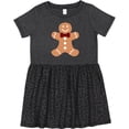 thumbnail image 3 of Inktastic Cute Gingerbread Man with Red Plaid Bowtie Girls Toddler Dress, 3 of 5