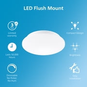 Philips LED 90-Watt 11 Slim Drum Ceiling Light, Frosted Daylight, Dimmable, Flush Mount (1-Pack)