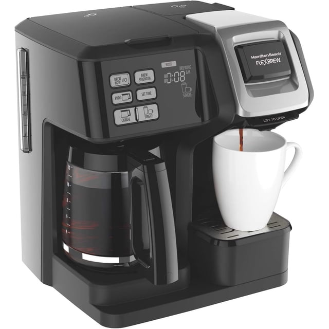 Cafetera Hamilton Beach Flexbrew Programable Multifuncional 3 en 1 | Cafetera 12 Tazas para Cápsulas y Café Molido