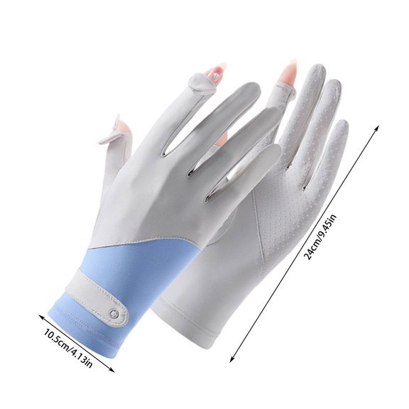 Thin Ice Silk Sun Gloves - UV Protection Driving Cycling Gloves, UPF 50 Touchscreen, Breathable, Anti-Slip, Lightweight for Women - Blue