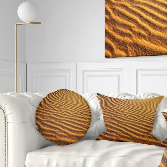 Designart Beautiful Sand Desert Dunes - African Landscape Printed Throw Pillow - 12x20