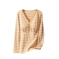 thumbnail image 2 of Women's Maternity Shirts Solid Color Ribbed Long Sleeve Pregnancy Tops V Neck Classic Fashion Lightweight Pregnant Clothes Casual Trendy Blouse Yellow 01 L, 2 of 5