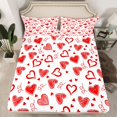 thumbnail image 2 of Homewish Graffiti Loves Queen Sheet Sets,Cartoon Heart Pattern Flat Sheet,Red White Queen Fitted Sheet For Girl Teens,Ultra Soft Home Decor,4pcs, 2 of 7