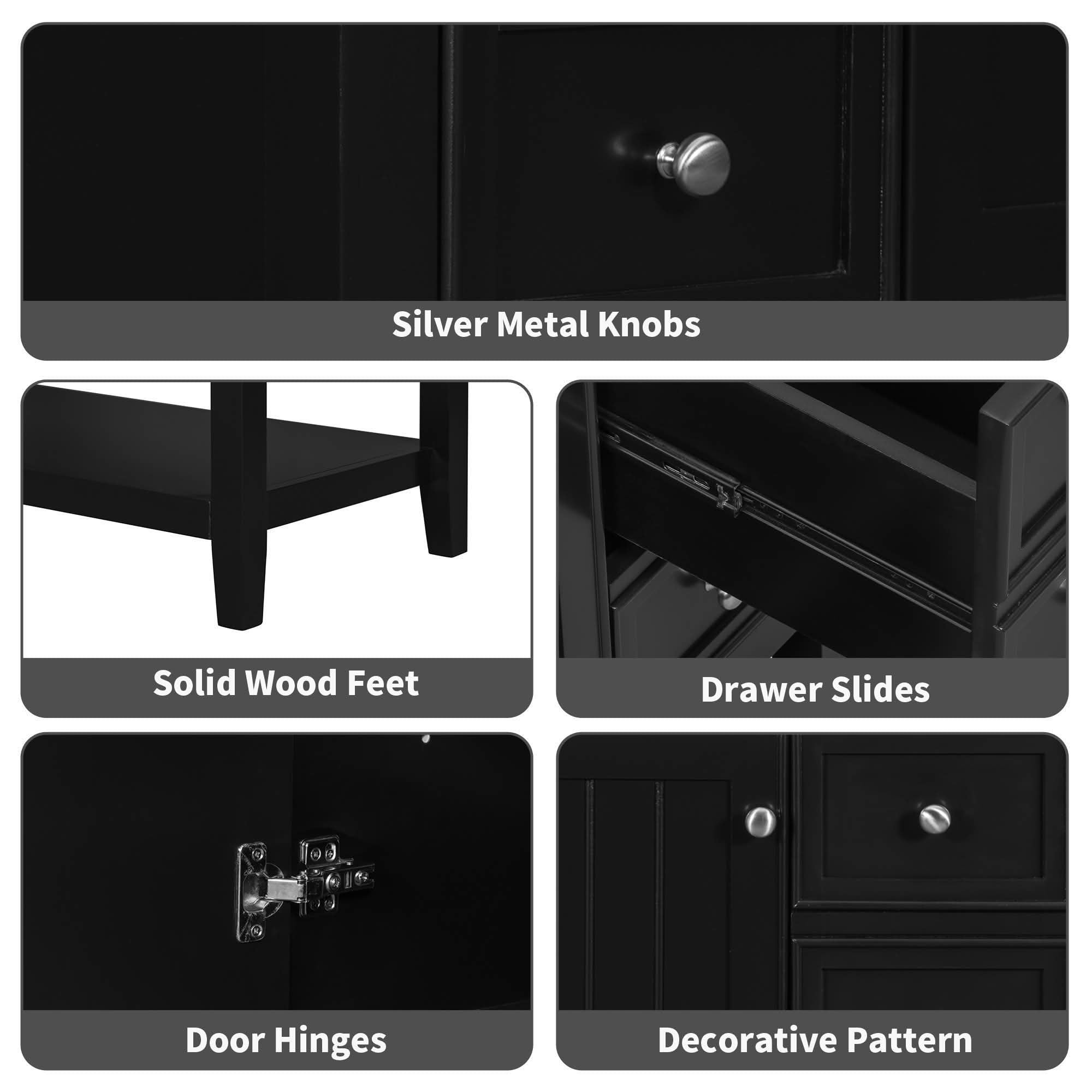 MAYEERTY 36" Bathroom Vanity without Sink Cabinet Base 1 Cabinet 3 Drawers Black
