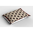 thumbnail image 2 of Ambesonne Ethnic Pillow Sham 2 Pack, Javanese Batik Pattern, 36"x20", Ruby Cream and Black, 2 of 3