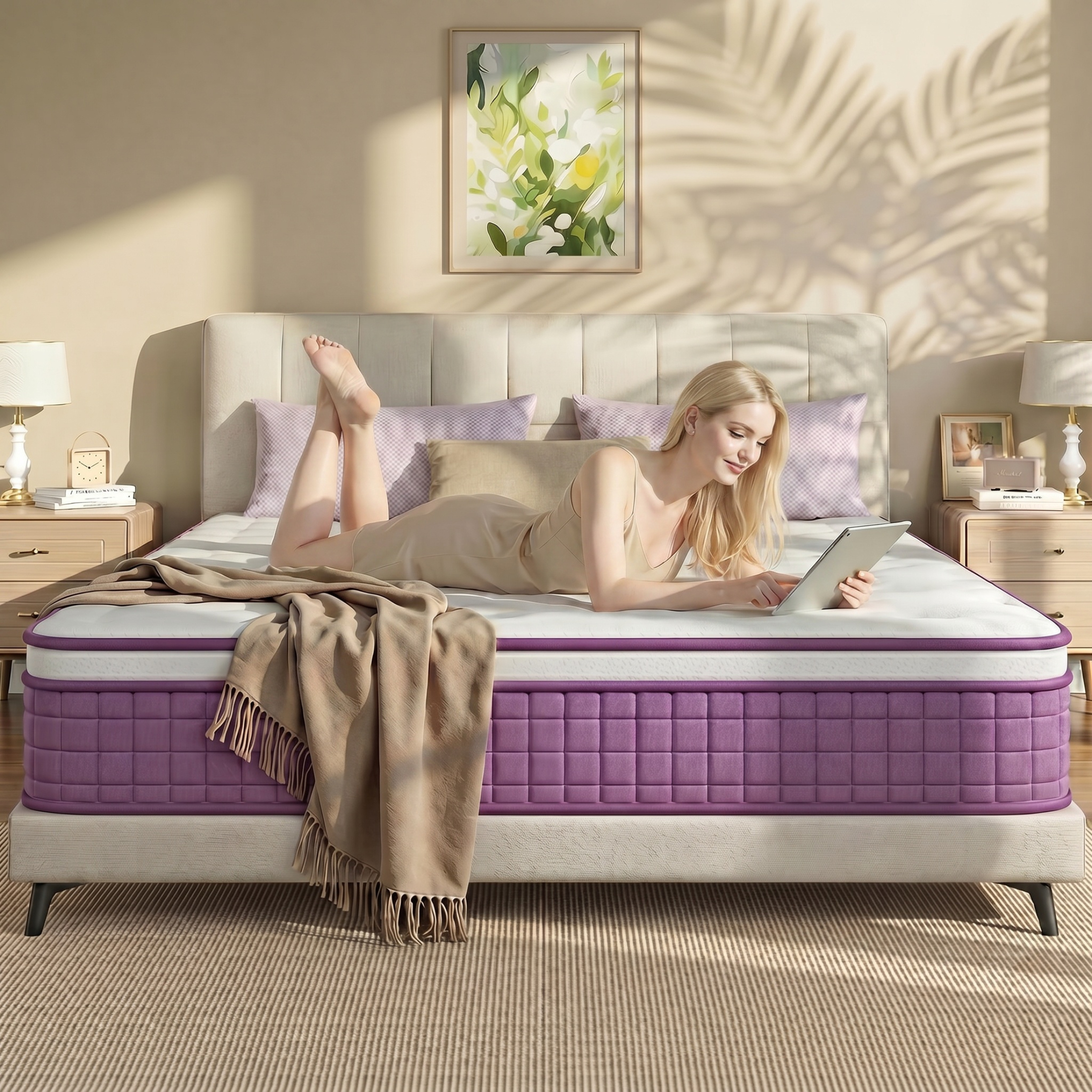 Sailvan Queen Mattress, 12 inch Queen Size Mattress in a Box, Bed Mattress With Memory Foam & Pocket Spring, Medium Firmness, Edge Support, Pressure Relief