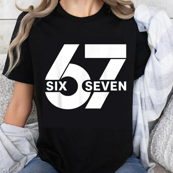 100% Cotton Six Seven 67 Graphic Tee Shirt Unisex Casual Fashion Top Trendy Number Design Black Tshirt for Men Women