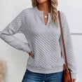 thumbnail image 5 of Quilted Sweatshirt Women Fall Casual V-Neck Long Sleeve Pullover for Travel Weekend Wear, XL, 5 of 7