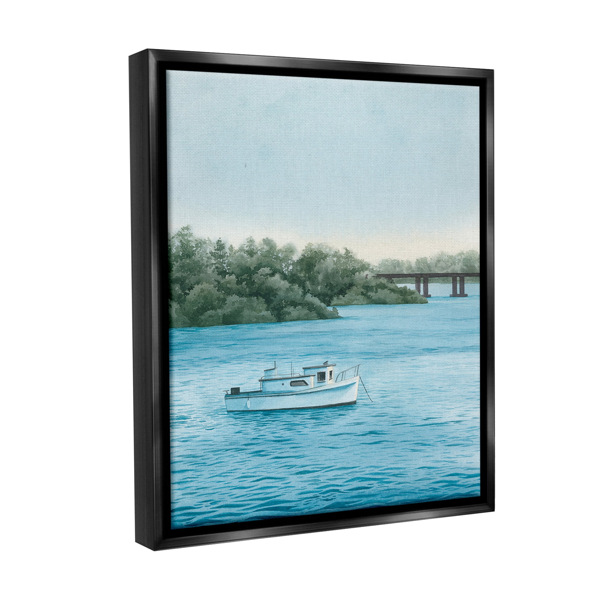 Stupell Industries Traditional Boating Seascape Transportation Photography Black Floater Framed Canvas Art Print Wall Art, 17 x 21
