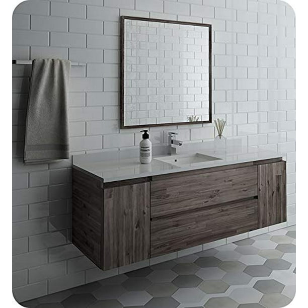 Fresca Formosa 60 Wall Hung Single Sink Modern Bathroom Vanity W Mirror Com Single Sink Modern Bathroom Vanity W, 60 Inch Bathroom Vanity Single Sink No Top Mountain