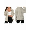 thumbnail image 3 of Winter Fleece Jacket for Women Zipper Stand Collar Casual Coats with Pockets Khaki L, 3 of 8