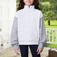 thumbnail image 2 of Shirts for Girls Long Sleeve Girls Half Zip Sweatshirt Long Sleeve Pullover Crop Tops Kids Lightweight Fashion Winter Clothes, 2 of 6