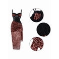 thumbnail image 5 of Women'S Mesh Corset Dress Sleeveless Satin Slit Dresses Party Cocktail Ruched Bodycon Dress Pink M, 5 of 9