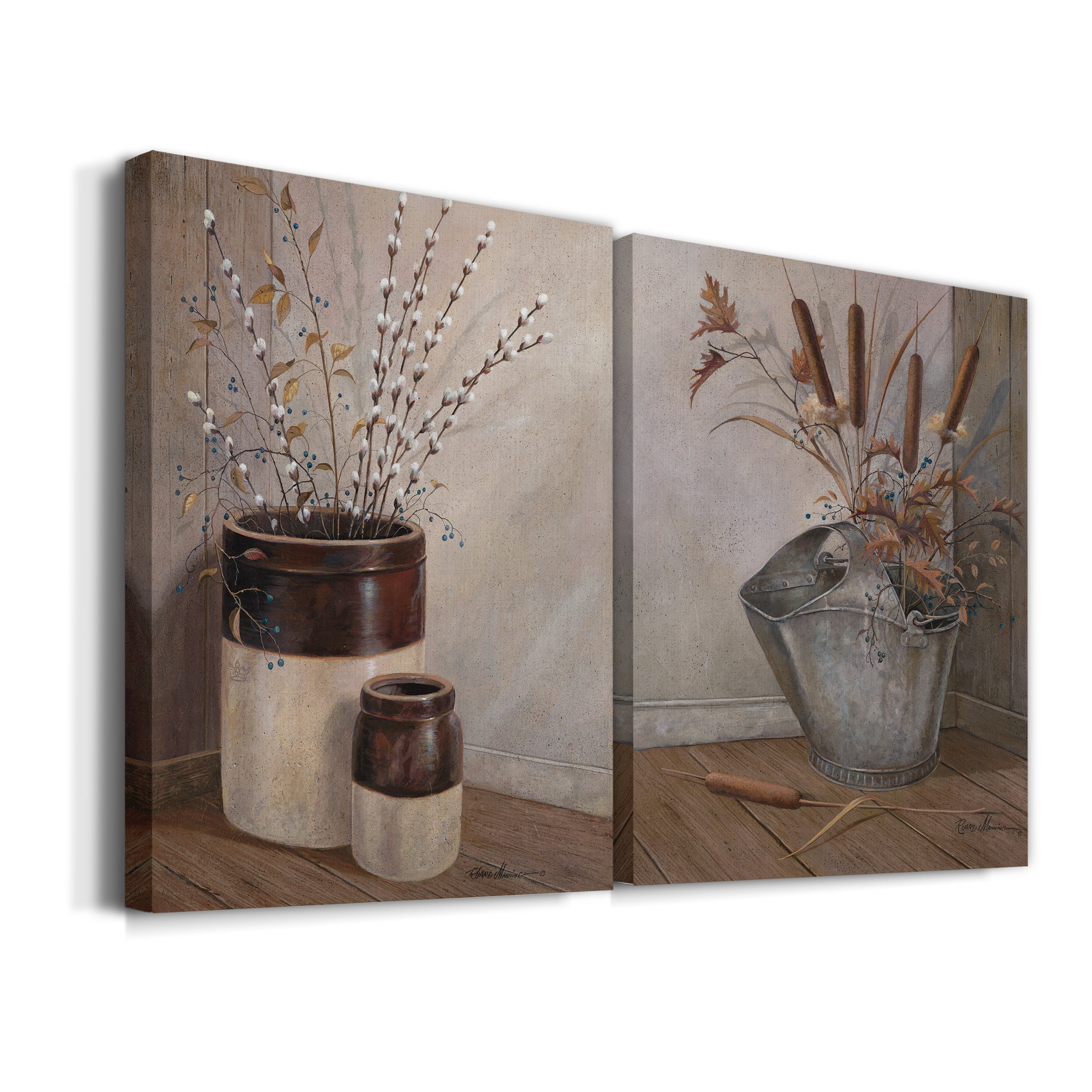 Pussywillows & Spring Premium Gallery Wrapped Canvas - Ready to Hang - Set of 2 - 12 x 18 Each