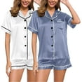 thumbnail image 2 of Clothing Cqxid525 Pajama Set for Women Satin Pyjamas Women's Short 4 Piece Pyjamas Short Sleeve Sleepwear and Shorts Set Women Sets Leisure Suit Loungewear Two Piece Soft Sleepwear White 2PC, 2 of 4