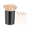 thumbnail image 1 of Juego de 100 agitadores de café de madera con soporte y recipiente de almacenamiento, extremos redondos de 14 cm (5,5 pulgadas) para mezclar té, bebid, 1 of 9