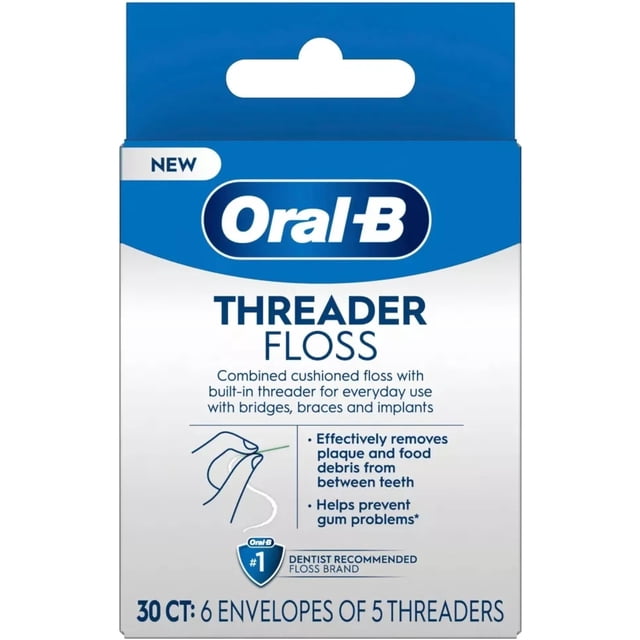 Enhebrador Floss Oral-B Glide, paquete de 4 unidades, para puentes y aparatos ortopédicos