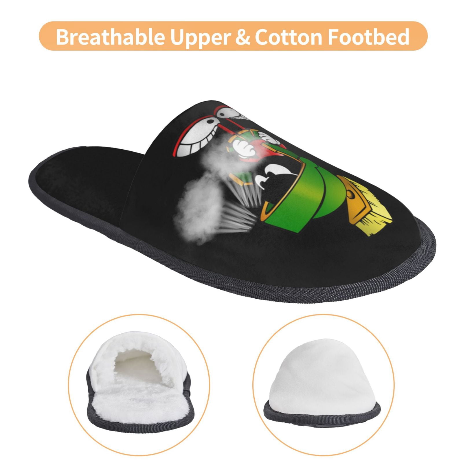 Marvin The Martian Mens Womens Indoor Plush Scuff Slippers Cozy